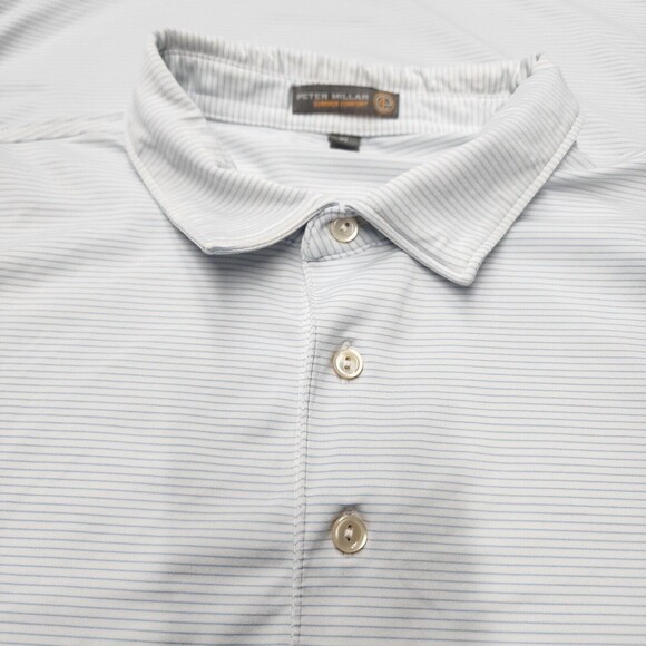 Peter Millar Men's Summer Comfort Striped Poly/Spandex Golf Shirt Size XL - Picture 5 of 10